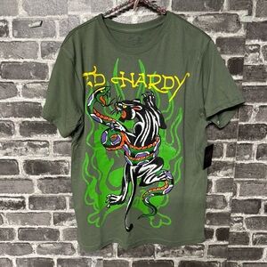 NWT Ed Hardy graphic t-shirt Green black panther print